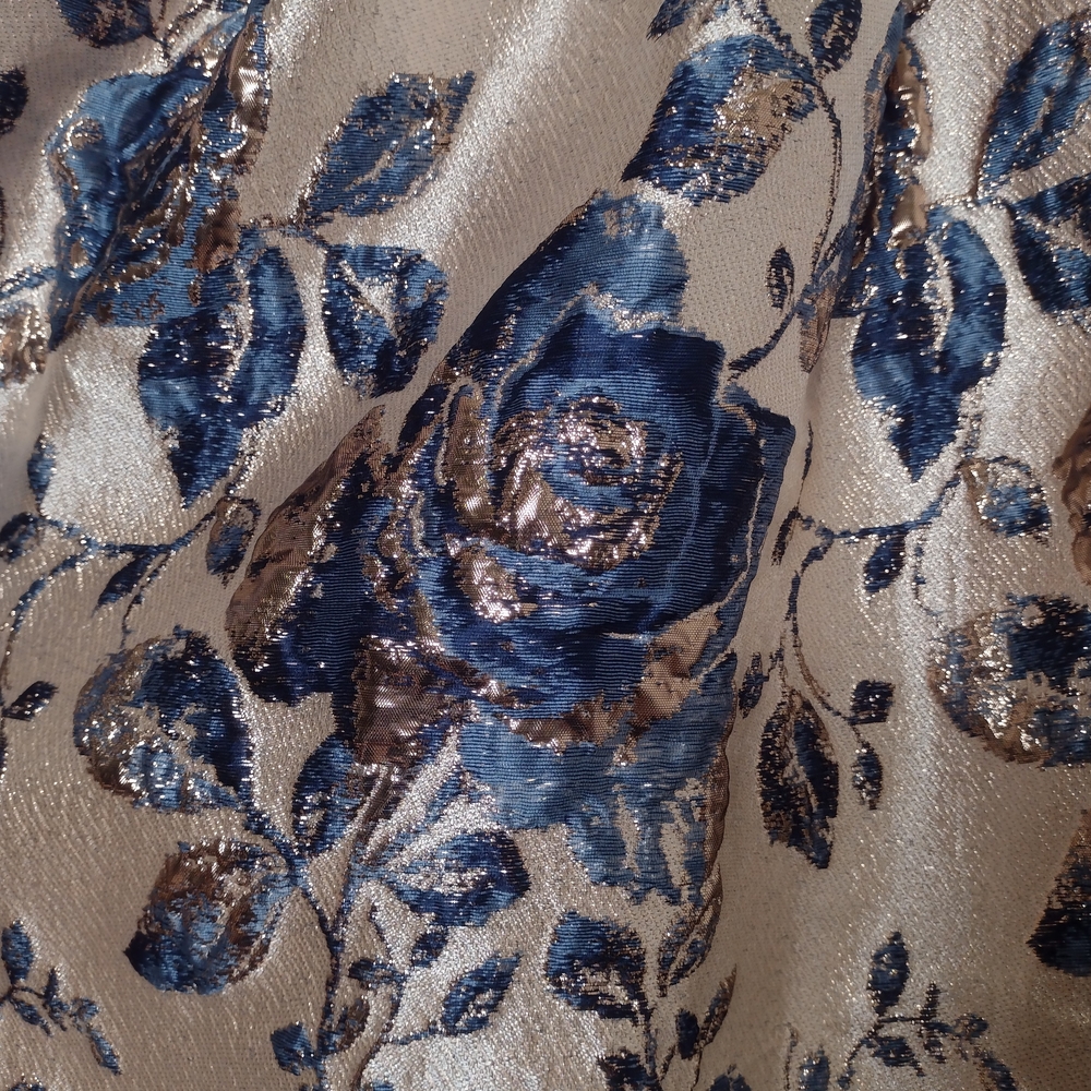 R&M Richards NWT Metallic Floral Brocade High Low Midi Dress Navy Size 12 - Picture 9 of 16